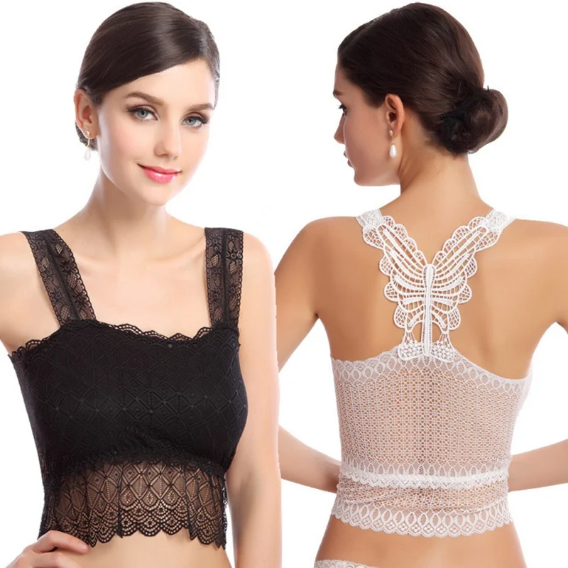 

Women Yoga Bras Lace Vest Crop Top Breathable Sport Bra Blouse Unpaded Tank Vest