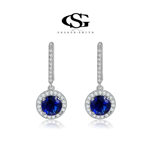 George Smith Women Dangle Earrings Shiny Royal Blue Stones Female George Smith Women Dangle Earrings Shiny Royal Blue Stones Female Ear Pendant Clic Simple Lady