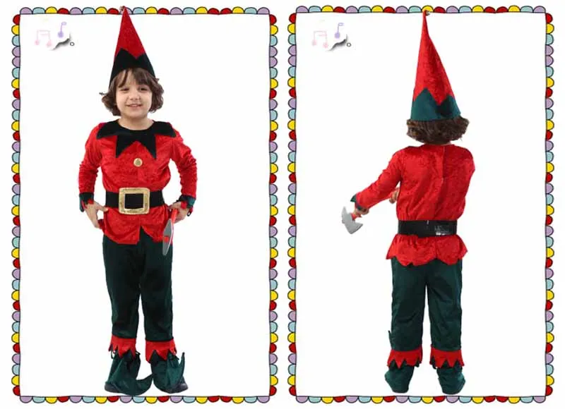 Детский новогодний Рождественский костюм гнома для мальчиков Детский костюм гнома костюм на Хэллоуин вечерние платья больших размеров