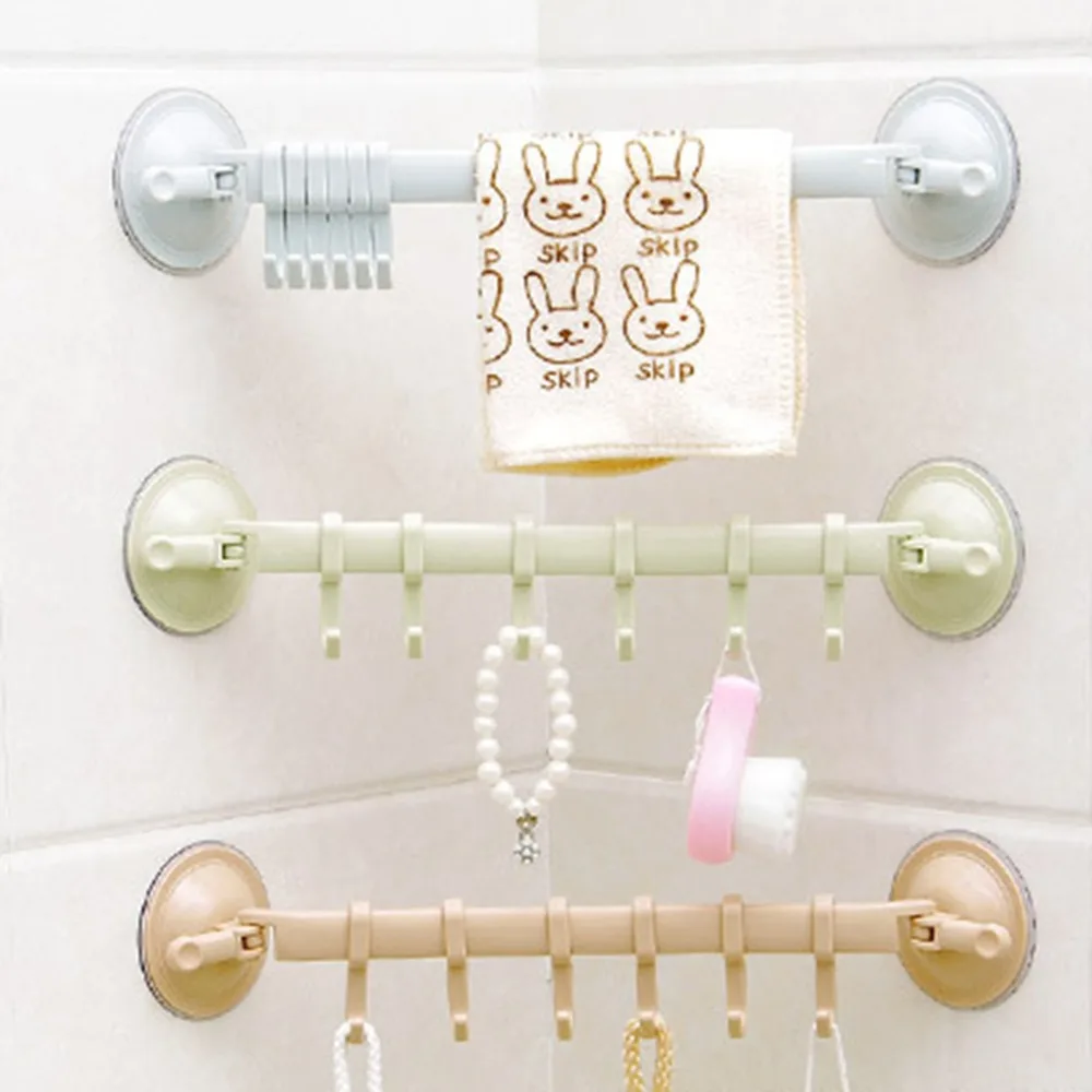 

Latest Non-trace Strong Sucker Rack Hook with 6 Hooks Multi Angles Suitable for Towel Spoon Kitchen Bathroom Storage Accessory