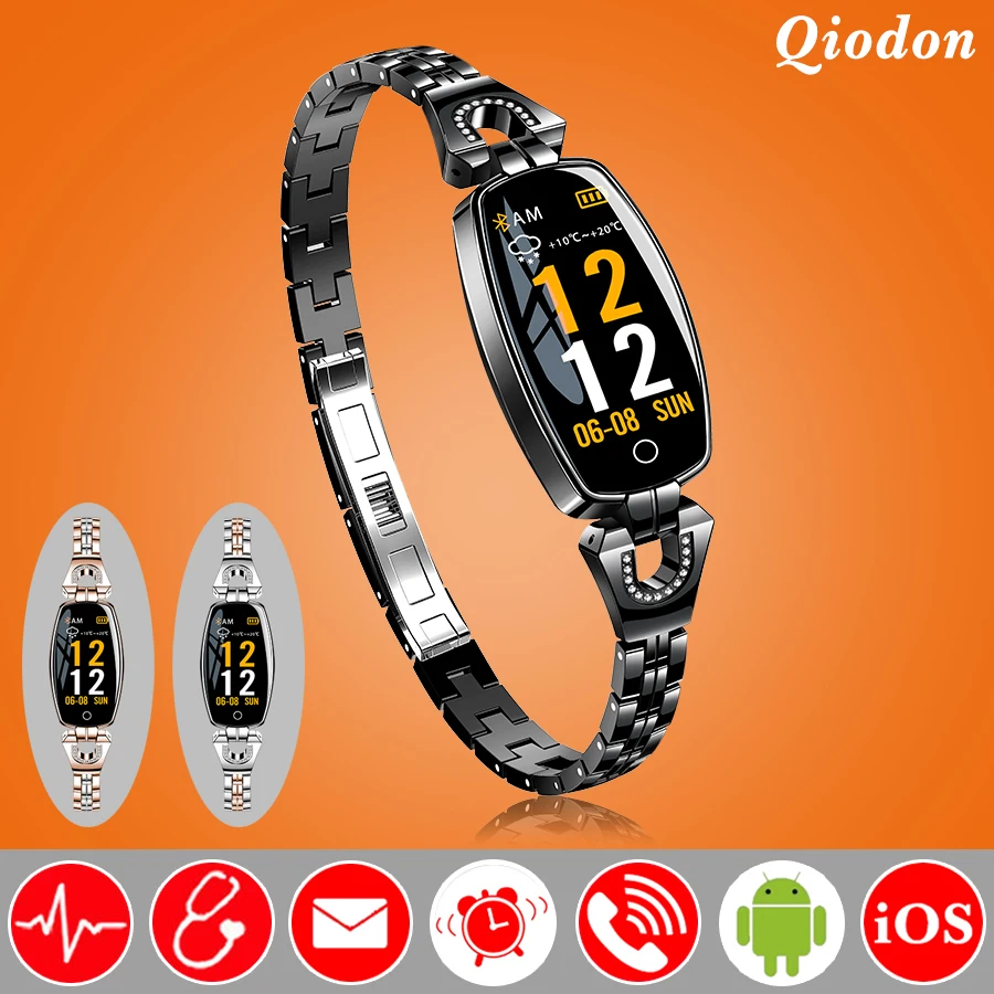

New Waterproof Metal Fashion Women Smart Bracelet Band Wristband Blood Pressure Heart Rate Monitor Fitness Bracelet Smartband