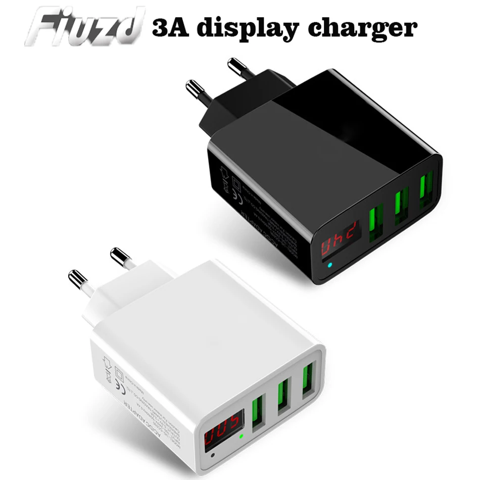USB Charger 3A LED Display Universal Mobile Phone USB Charger Fast Charging Wall EU Charger For iPhone Samsung Xiaomi LG7