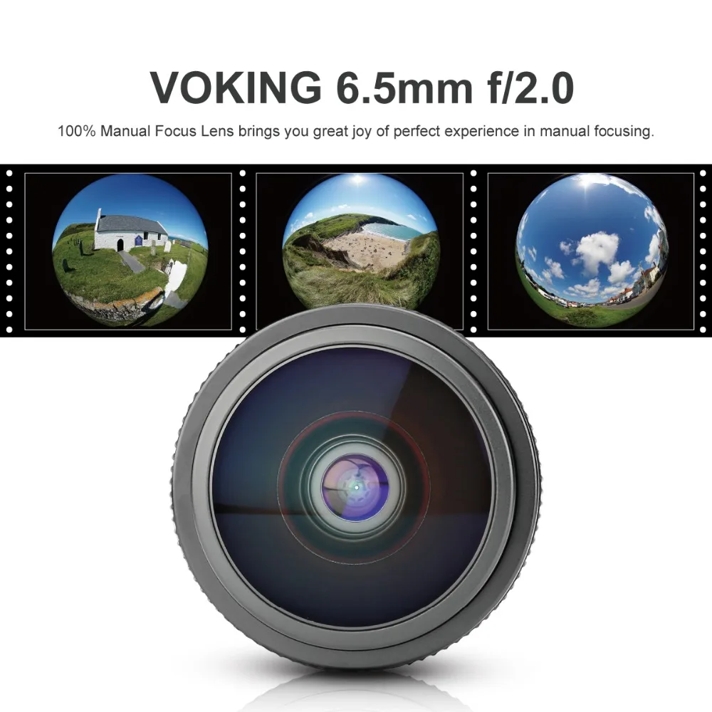 Объектив VOKING VK 6 5 мм f/2 0 Ultra Wide Ручной Рыбий глаз для Nikon Panasonic Olympus Micro Four Thirds