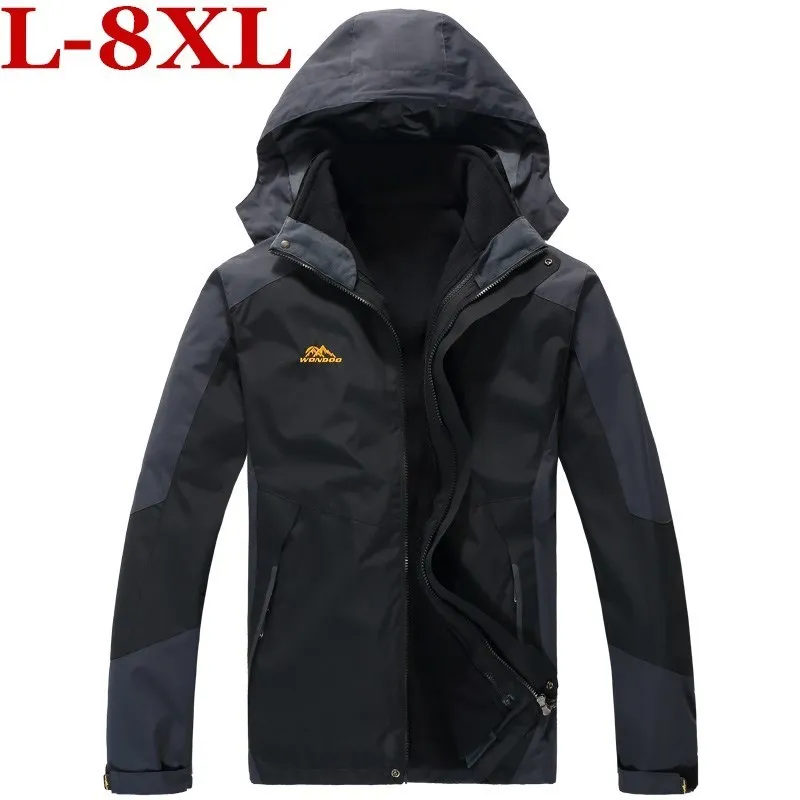 

Plus size 8XL 6XL 5XL Men's Classic 2 in 1 Jackets Male 2 Pieces Fashion Bomber Military Coats Waterproof Windproof Windbreaker