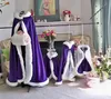 Floor Length Hooded Kids Cape Wedding Cloaks Faux Fur Jacket For Winter Kid Flower Girl Shrug dress ► Photo 2/6