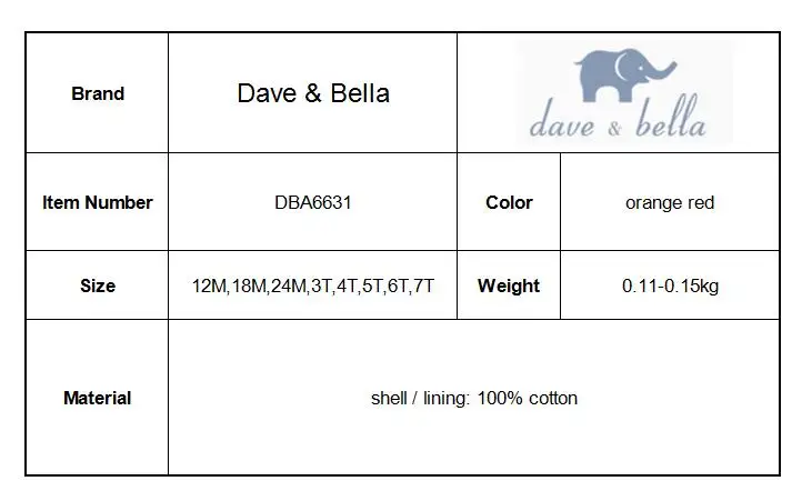 DBA6631 нижнее белье в стиле бренда dave bella/весенняя одежда для младенцев; для малышей Девушки Платье с хлястиками дети Платье на завязках Дети младшего возраста одежда Dots