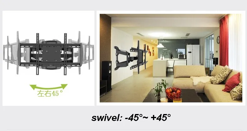 32-60 дюймов полное движение ТВ настенное крепление 6 поворотных рычагов кронштейн с кабельным управлением