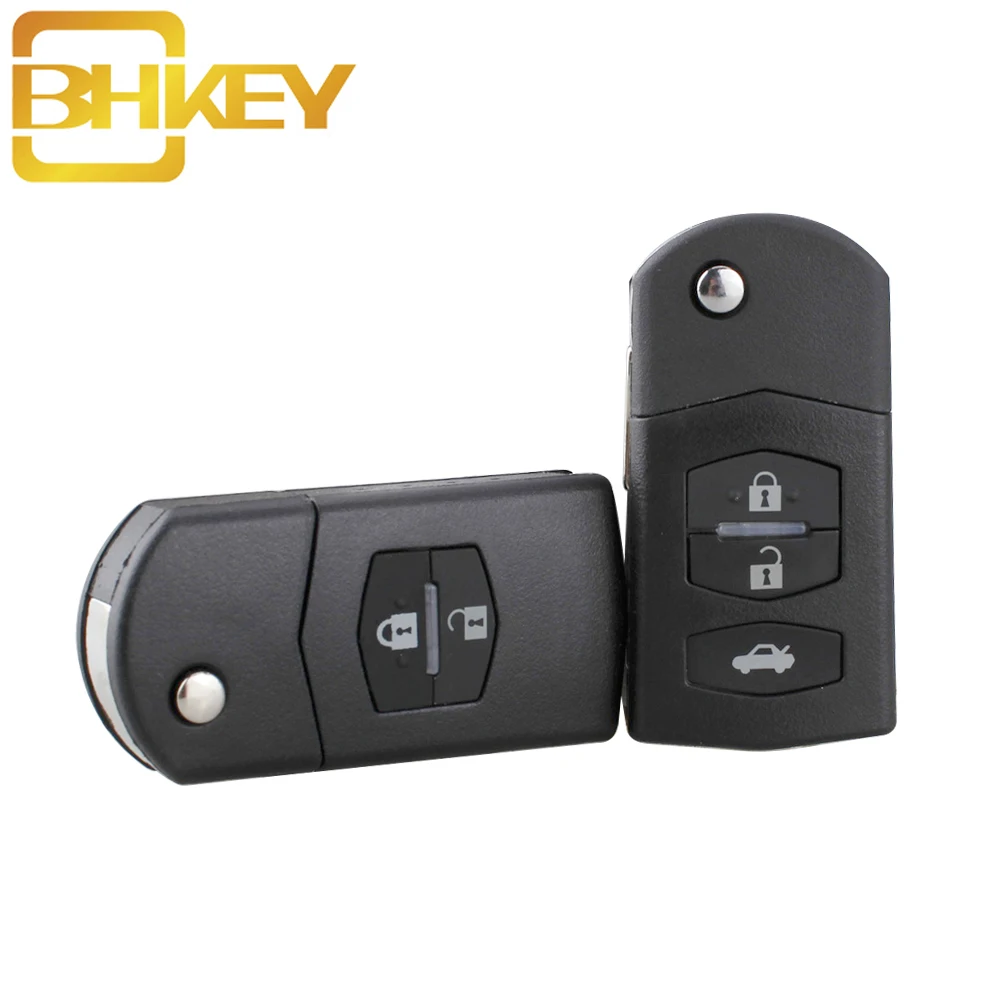 

BHKEY 2/3 Buttons Remote Car key Fob Case Folding Flip Uncut Blade For MAZDA 2 3 5 6 RX8 MX5 Replacement