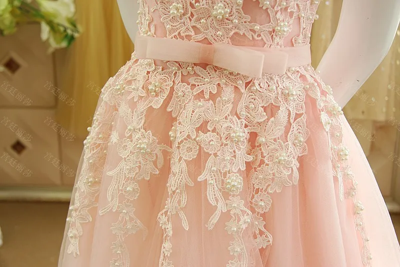 Robe de soiree вечернее платье для выпускного вечера vestido de festa аппликационные жемчужины для кружева дешевые розовые платья с короткими рукавами для матери невесты