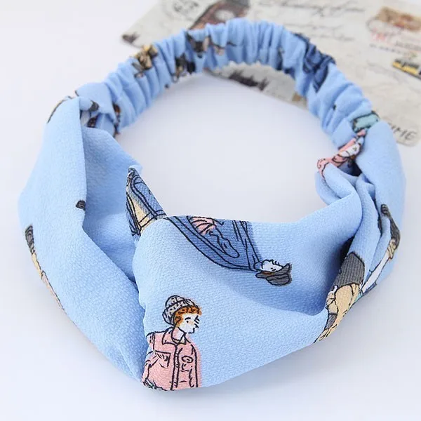 

Cartoon Character Elastic Hair Accessories Wide-brimmed Cross-elastic Knot Headband Hair Band Female Headdress