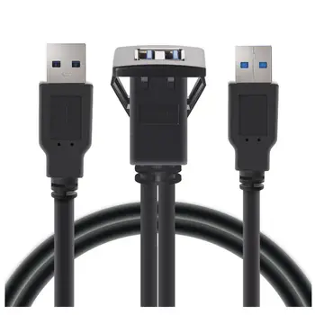 

1M Dual USB 3.0 Car Dashboard Audio Extension Cable Waterproof Line car Extension Cable for LCD TV Motorcycle Wire Charger