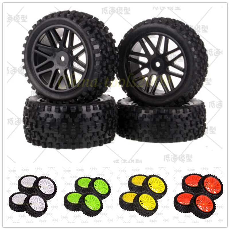

4PCS 1/10 Off Road Buggy Wheel Rim & Tyre Tires Fit HSP HPI Redcat Spare HSP94166/94106/94107 66015all