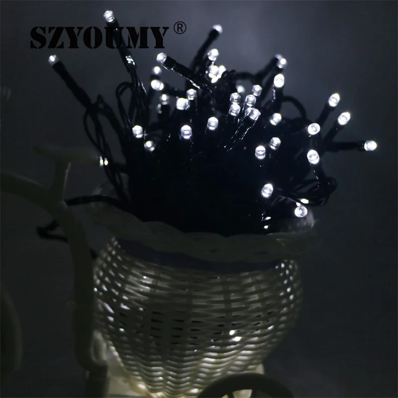 SZYOUMY Солнечный Мощность свет шнура 10 м 100 Led Медный провод Строка Фея Света для открытый гостиная украшение сад балкон солярии