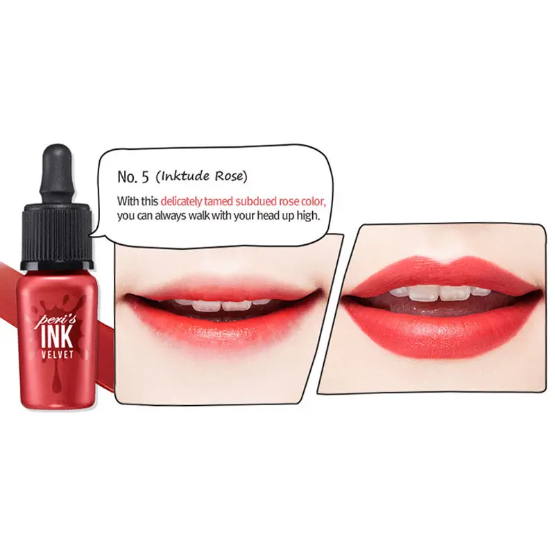 05 Inktude Rose PERIPERA чернильная бархатная Новая цветная жидкая губная помада Дарлинг водный Оттенок Увлажняющий Гладкий стойкий блеск для губ корейская косметика - Цвет: 05 Inktude Rose