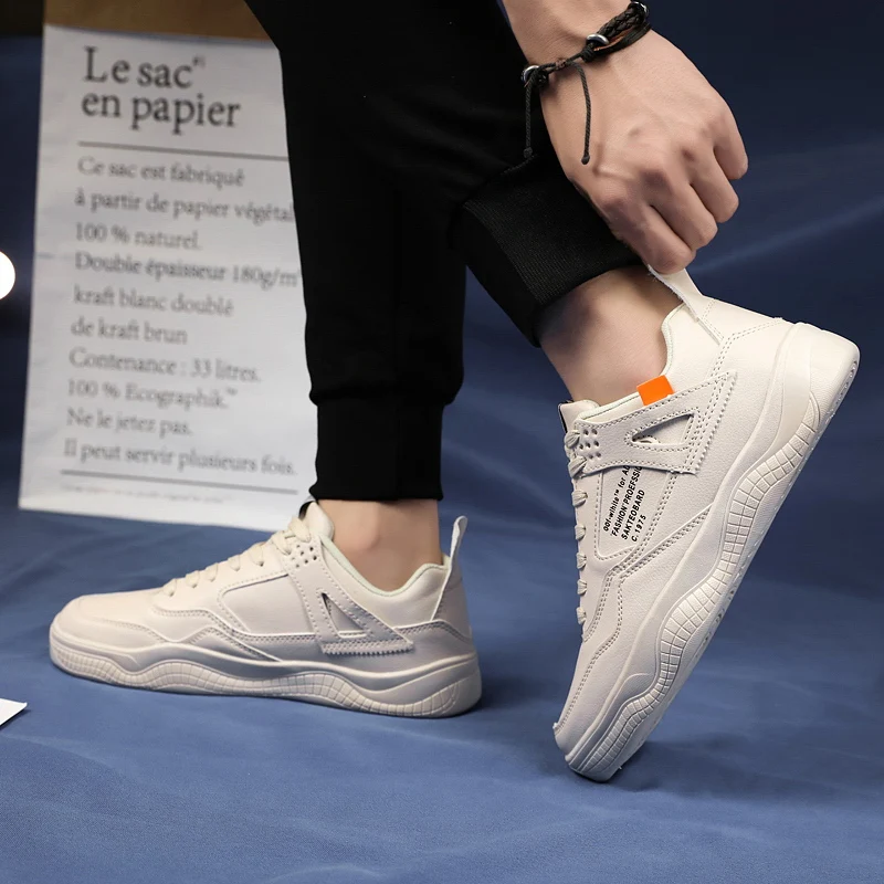 Большие размеры 39-44, повседневные мужские кроссовки на плоской платформе, сетчатые мужские мокасины, обувь для скейтборда, прогулочная Мужская Вулканизированная Белая обувь