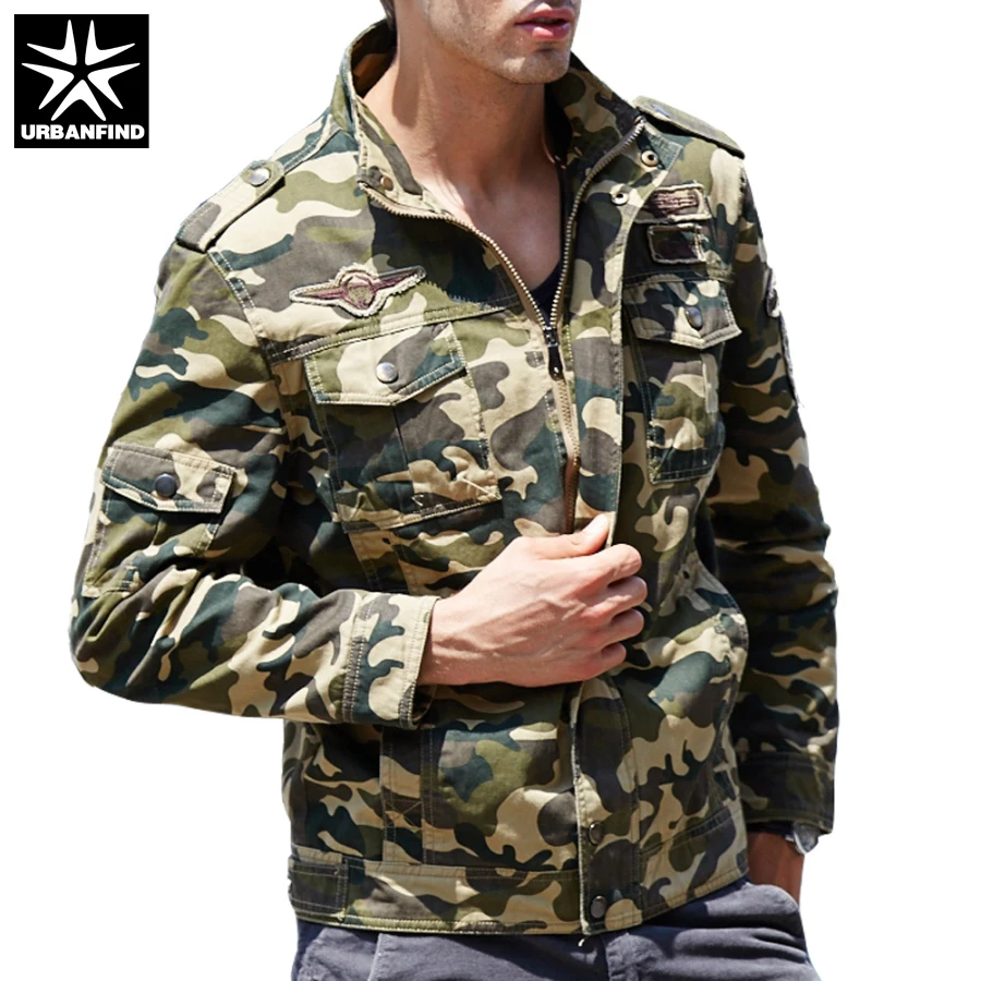 URBANFIND Army Style Men Camouflage Pilot Jacket Size M 3XL Green
