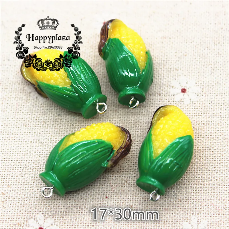 

10pcs Kawaii 3D Simulation Corn (with Hook) Resin Food Art Supply Decoration Charm Craft DIY,17*30mm