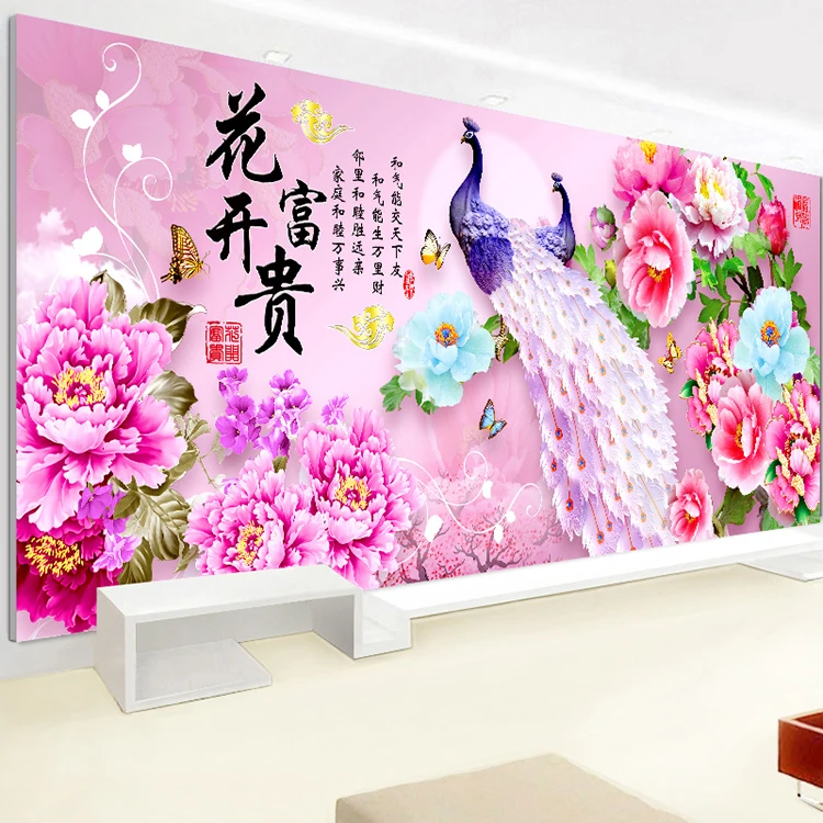 

Zozack Flowers peacock Print Pattern Counted Cross Stitch 11CT Flower Cross Stitch Kits for Embroidery Home Decor Needlework