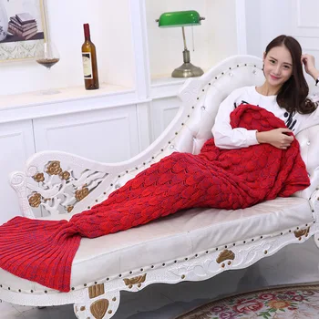 

140x70CM Mermaid Blanket 180x90CM Adult Mermaid Tail Blanket For Sofa Sleeping Soft Thicken Blanket Throws