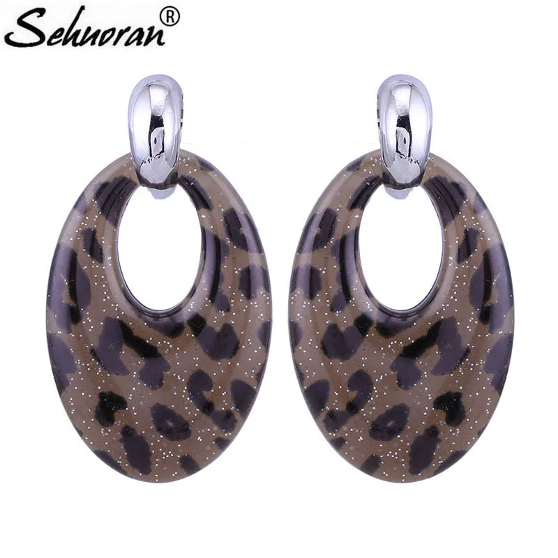 

Sehouran Oval Big Drop Earrings For Woman Resin Printer Tiger For Trendy Fashion Woman Earrings Brand Jewelry