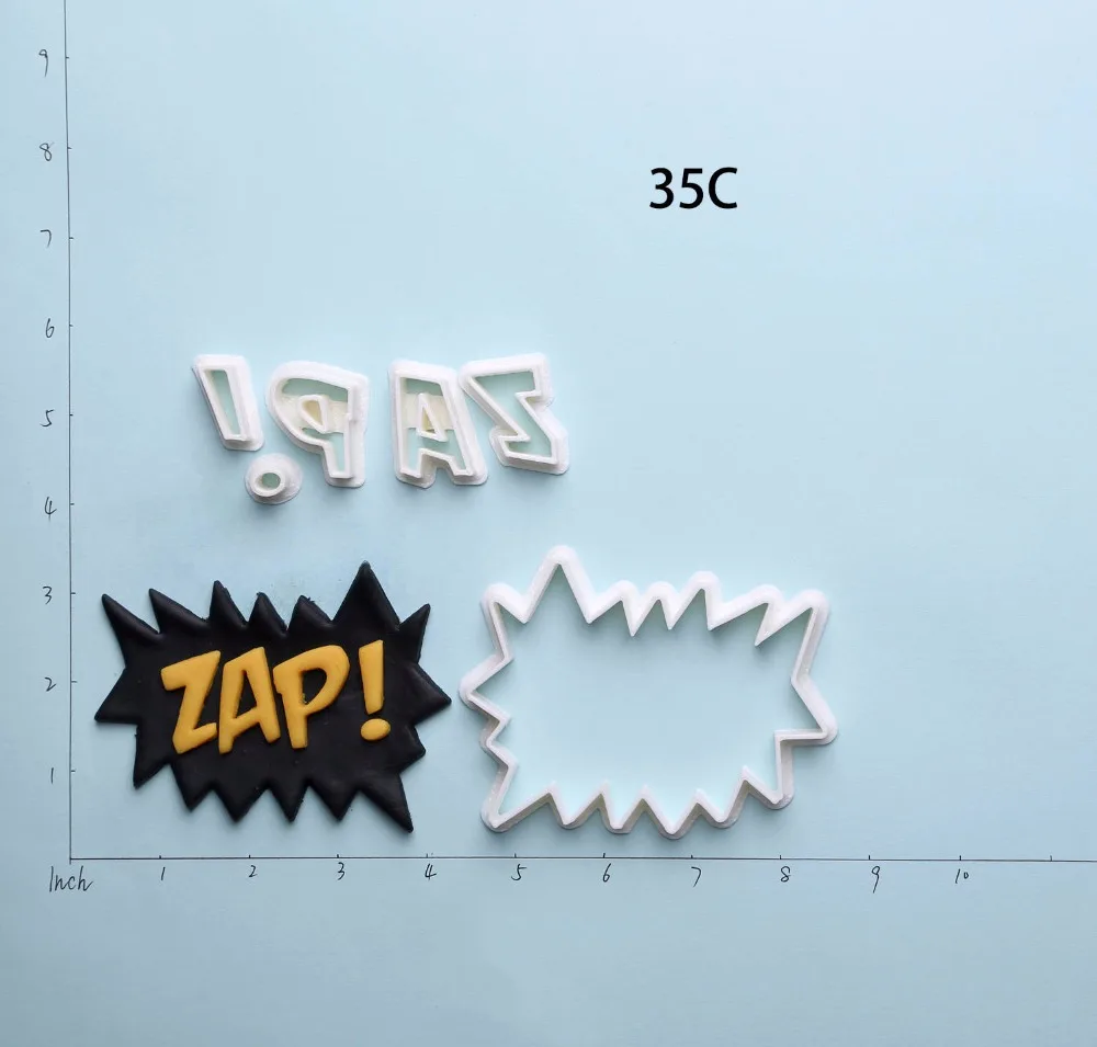 Pow Boom Zap знак печенья резак набор на заказ 3D печать помадка форма для кекса