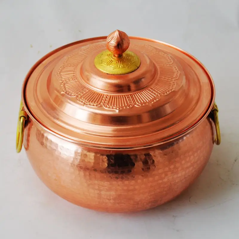 Handmade Pure Copper Pot Thick Soup Pot with Handle Induction Cooker