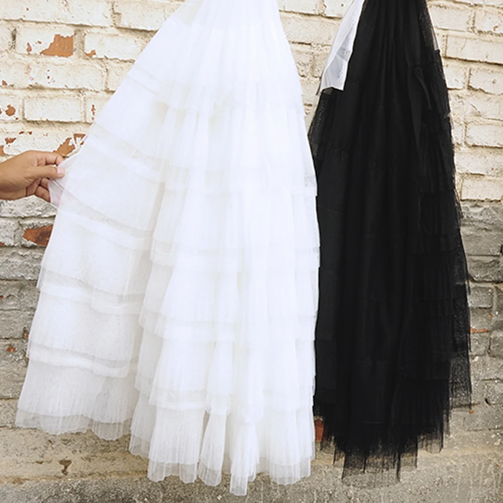 2 метра Белый Черный гофрированный Тюль Кружево плиссированное платье с пачкой из сетки ткань Многослойные гофрированные сетки кукла платье ткань свадебные декорации