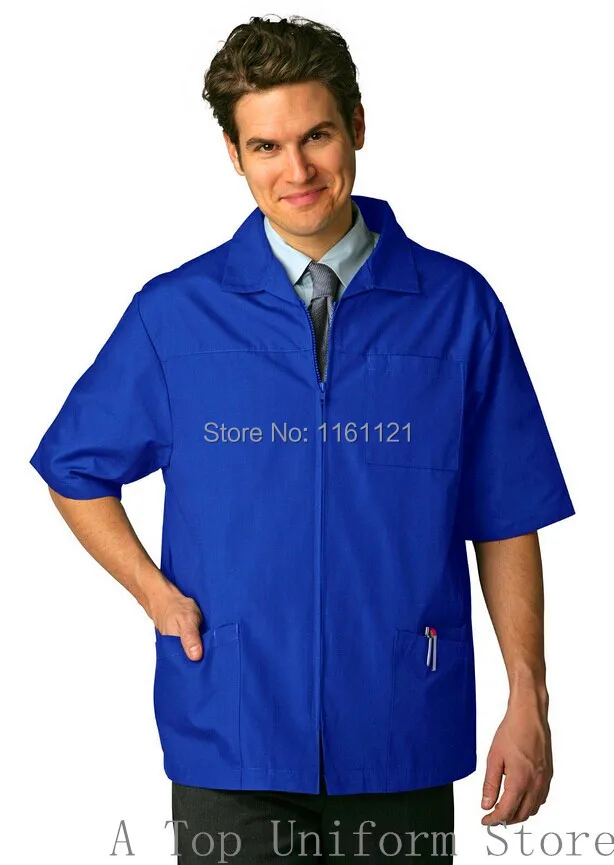 2015 New Jalecos Lab Coat Hospital Mens Zippered Short Sleeve Medical