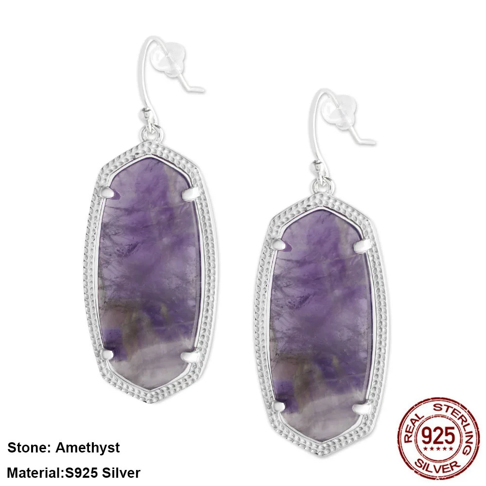 

S925 Silver Shell Natural Stone Jewelry Pendant Drop Earring KS Elle Elisa Earrings For Women Luxry Wedding Gift GM6009