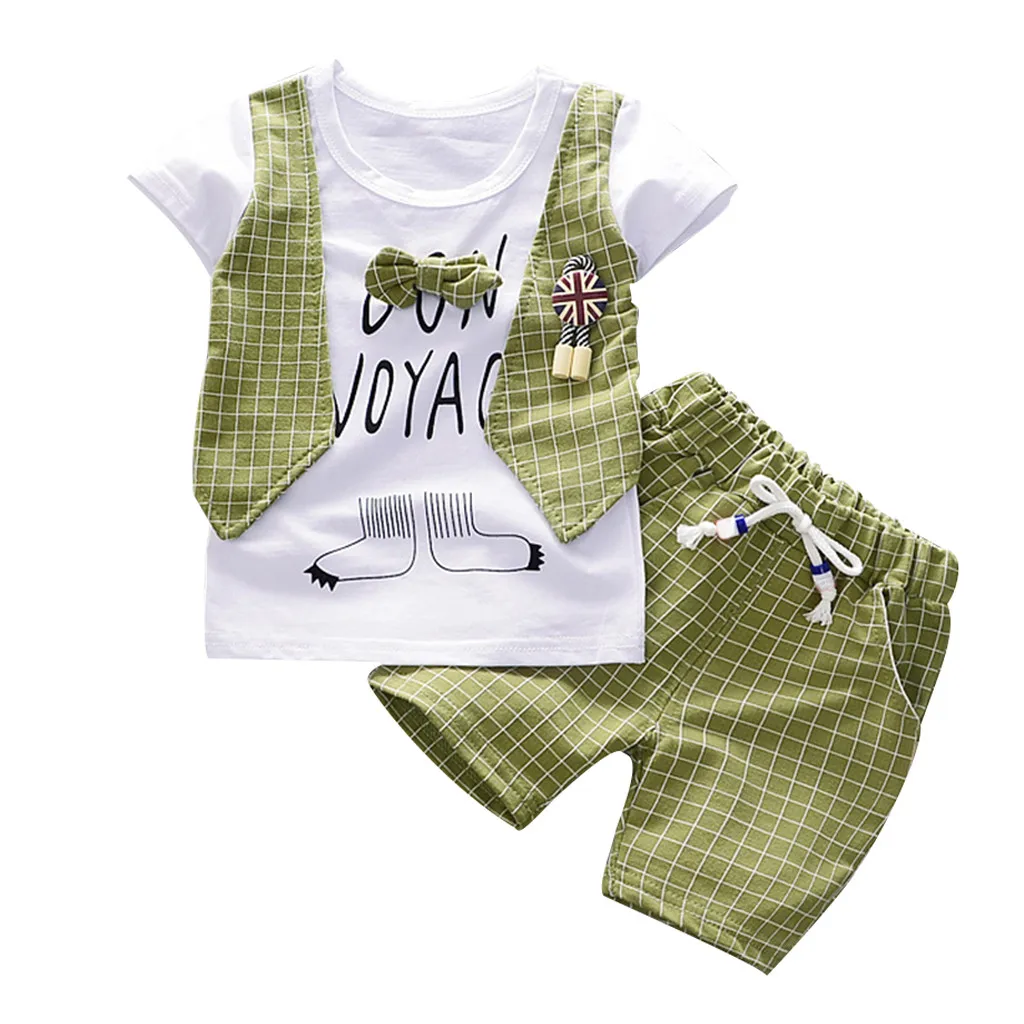 Летняя джентльменская футболка с бантом для маленьких мальчиков; Топ и шортики; комплект одежды для малышей; jongens L4