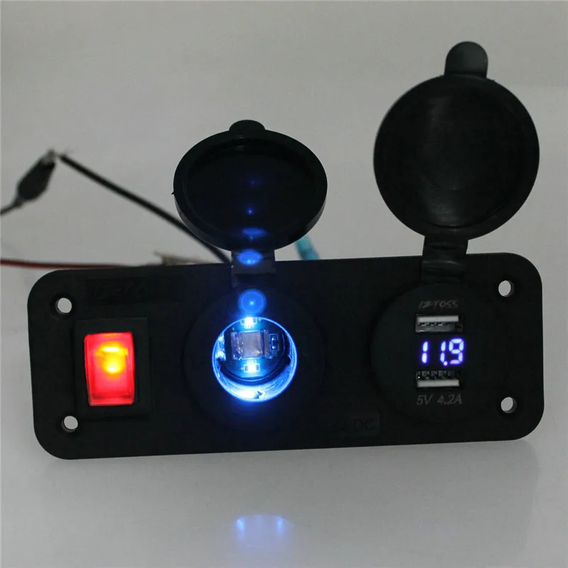 

12V 24V cigarette socket car lighter with Led 12V Dual Socket USB adapter charger with car cigarette light DC 5 V 1A