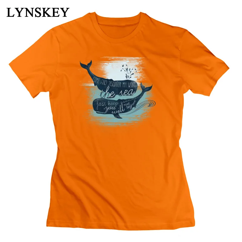 LYNSKEY Brand New Summer T Shirt Crewneck 100% Cotton Moby Whale Female Tops Shirt Short Sleeve Summer/Autumn Summer Tee-Shirts white