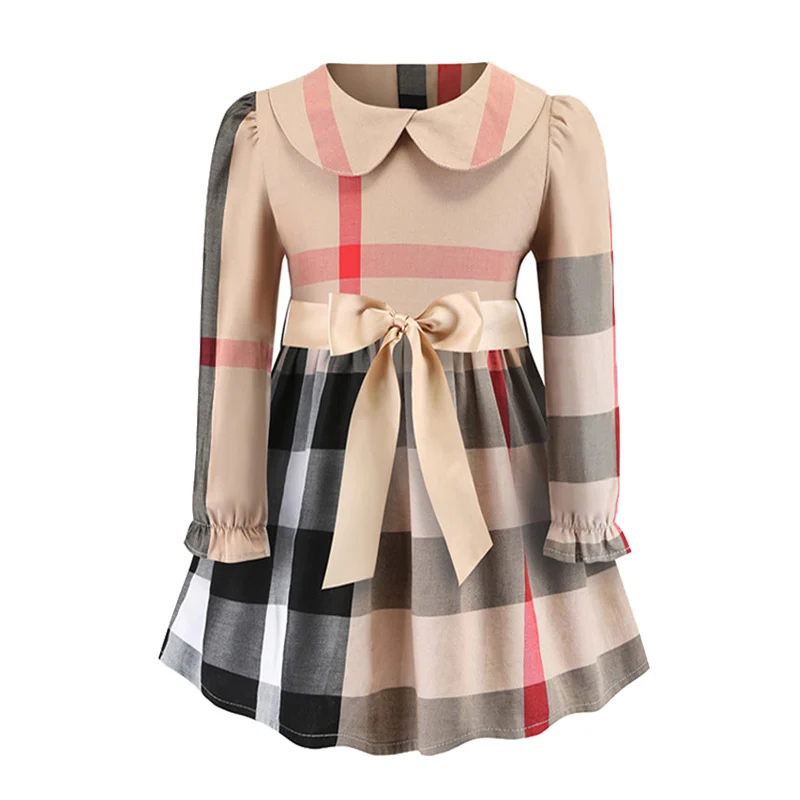 

Toddler Girls Dress Long Sleeve 2018 New Autumn Kids Dresses For Girls Cotton Plaid Bow Children Princess Dresses Girls Clothing