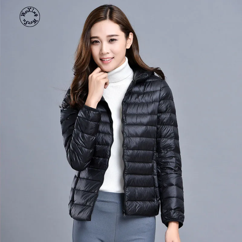 

Woxingwosu women's down coat Japan version hooded down jacket ladies' fashion Pockets of portable ladies coat in winter