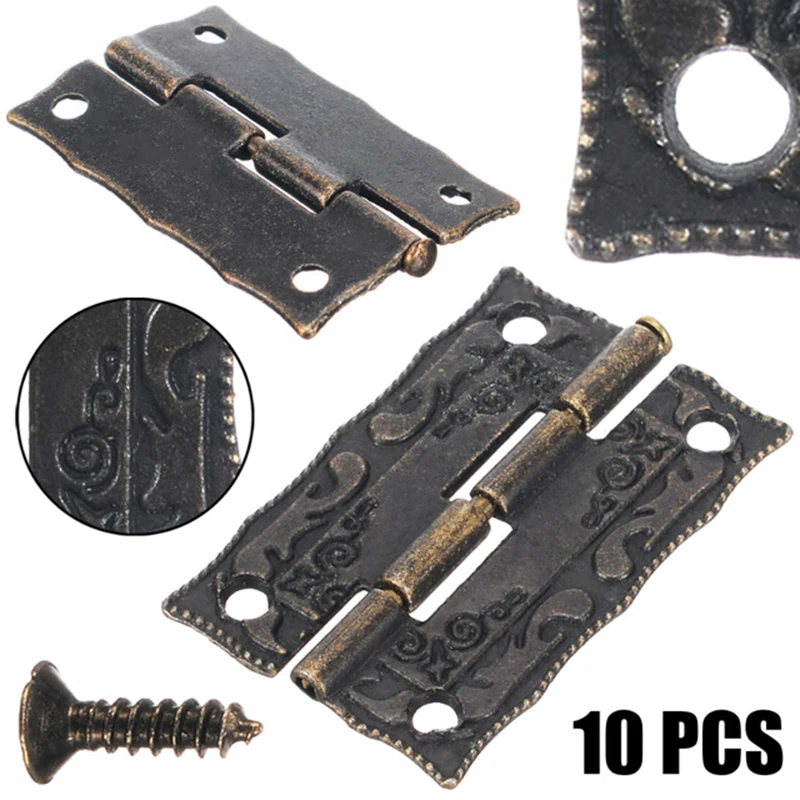 

Screws set Hinge Vintage Printed Hinges Zinc Alloy Wooden Gift Accessories