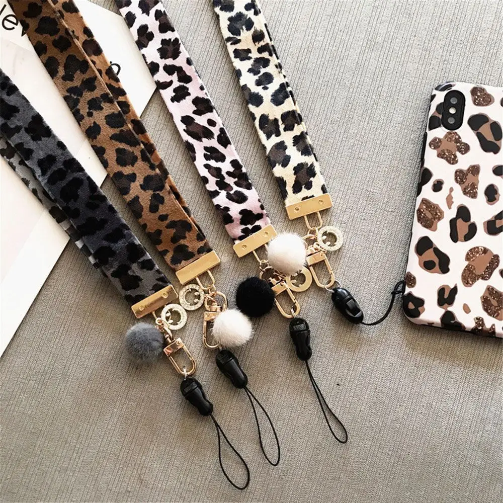 

1pc Leopard Lanyard Neck Strap Smiley Face Pendant Hang Rope for ID Card Phone Strap Badge Reel School Office Card Holder Supply