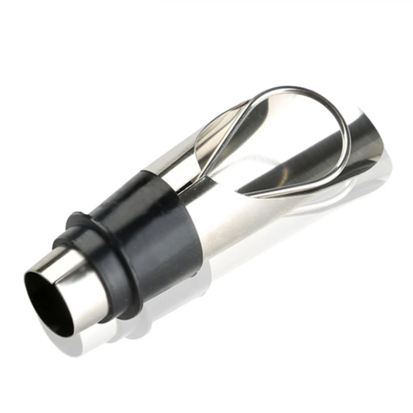 

2in1 Stainless Steel Ring-pull Wine Stopper Champagne Pourer Wine Funnel Bottle Liquid Spout Diameter2cm Bar Dumping Tools