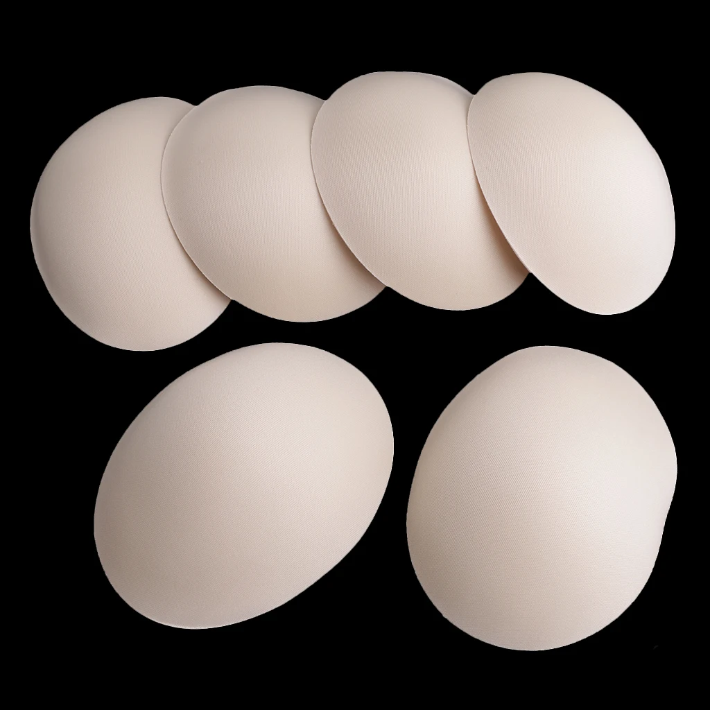 3 Pairs Beige Soft Round Bra Pads Inserts for Sports Bikini Top Swimsuit Bra 0.7cm Thickness