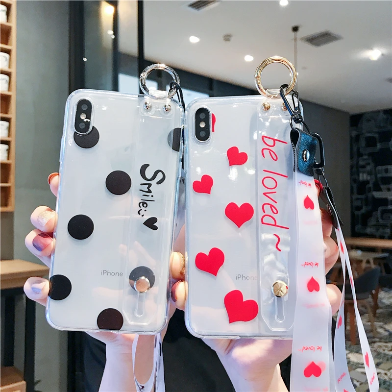 

for Samsung galaxy S8 S9 Plus S10 Lite S10E S10 Note 9 8 Love Heart Strap Case for iPhone X 7 Plus 6 6S 8 Plus XR XS MAX Cover