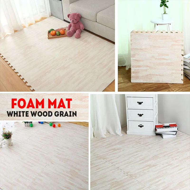 

White Wood Grain Baby EVA Foam Puzzle Play Mat kids Rugs Toys carpet for childrens Interlocking Exercise Floor Tiles 30cmX30cm