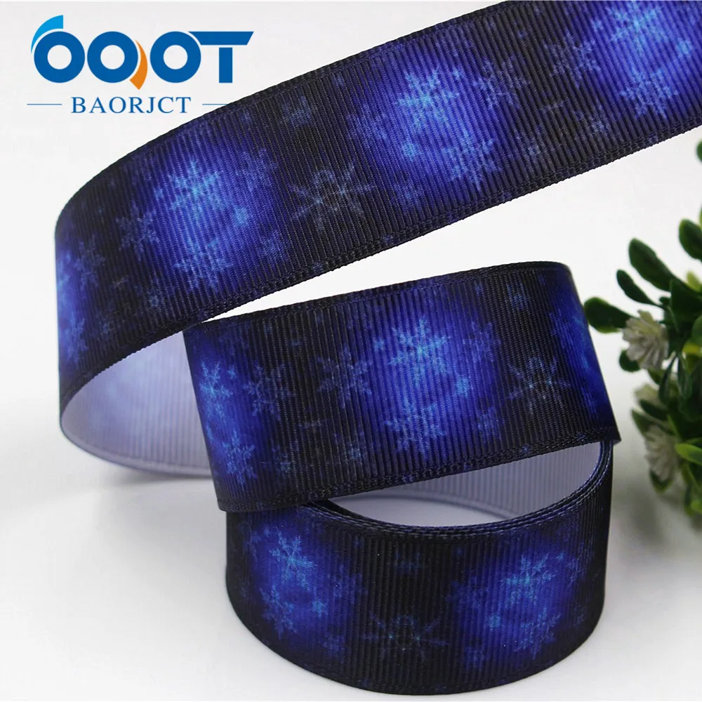 OOOT BAORJCT 1712021 25 мм 10 ярдов ленты снежинки термопечать grosgrain Свадебные аксессуары DIY