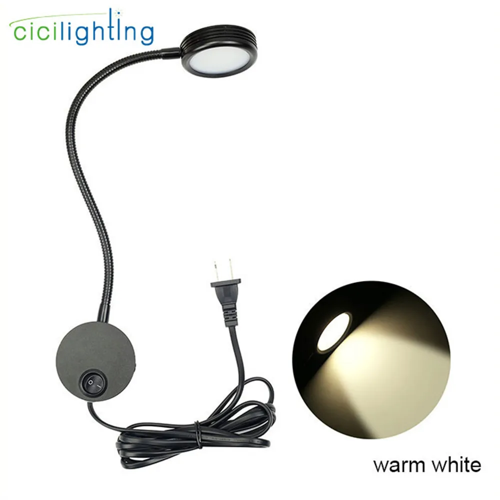 Plug in wall mounted top reading light for bed