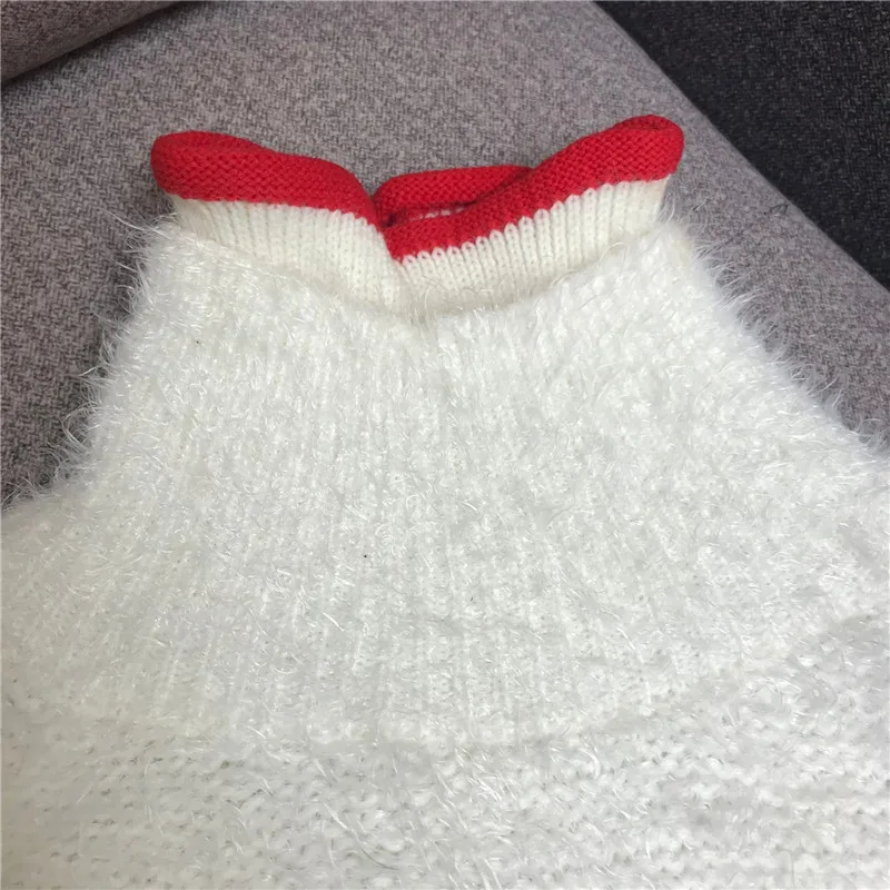 Зимний Элегантный женский свободный вязаный свитер пуловер Подиум водолазка пэчворк женский свитер в стиле кэжуал Пуловеры Одежда
