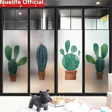 50x200 см Кактус в горшке узор пленка «замороженное стекло» гостиная спальня магазин ванная комната скользящие окна двери непрозрачная пленка N3