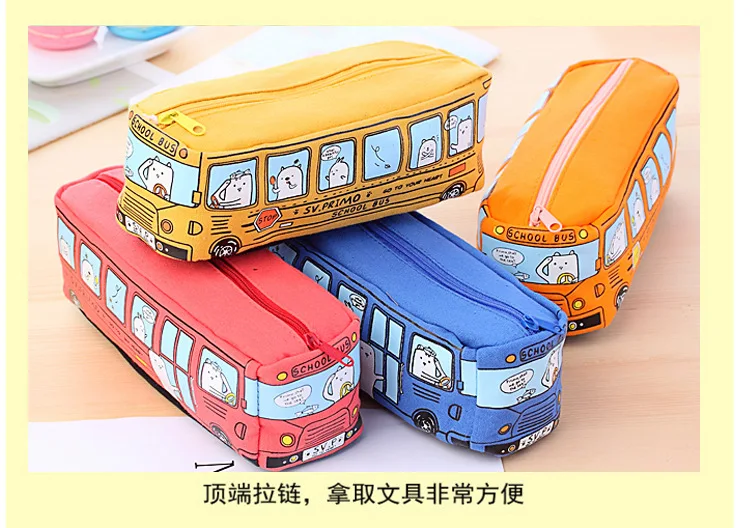 Креативный мультфильм Primo школьный автобус кавайный пенал большой емкости автобусный пенал