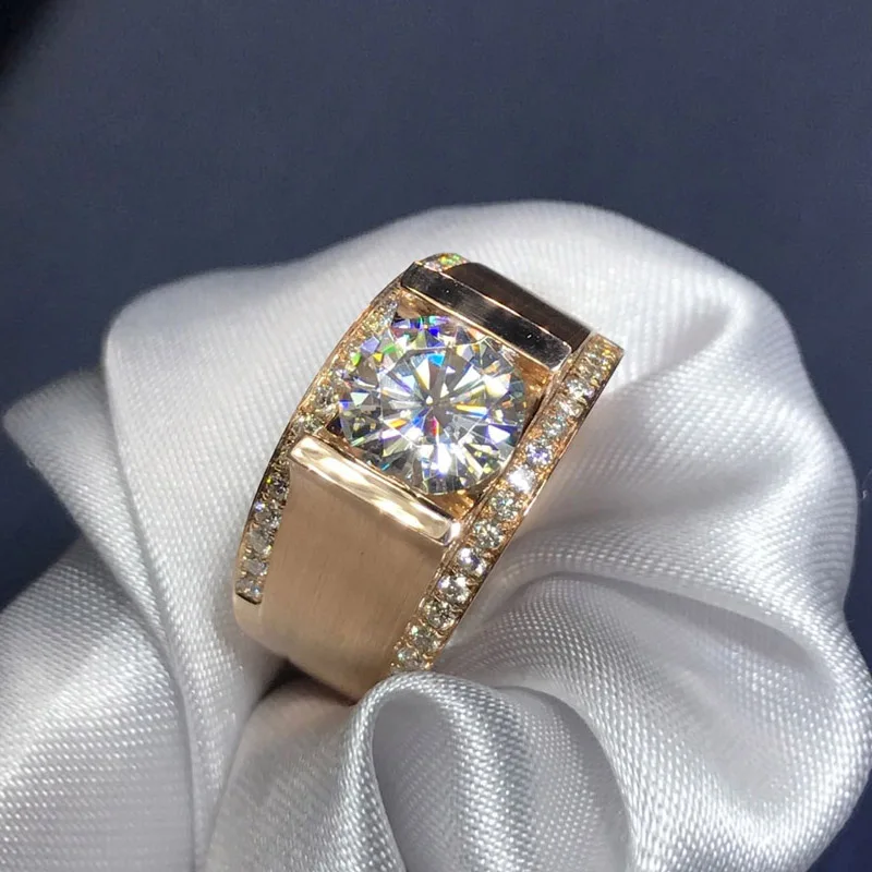 18 K 750Au золото Moissanite алмаз мужское кольцо D Цвет VVS с национальным сертификатом MO-0024