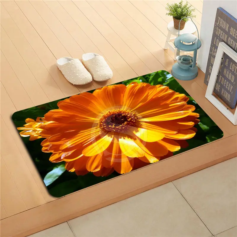 Ua7 Custom on Karens orange colorful flowers Doormat Home Decor Door