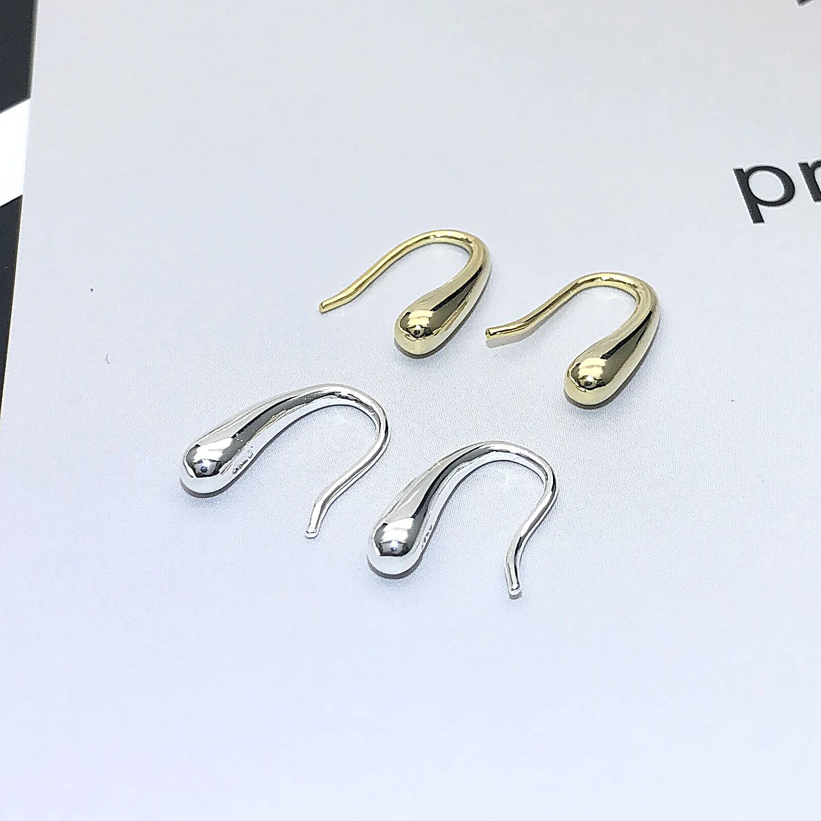 water drop golden earrings 100% 925 Sterling silver Jewelry fashion Hypoallergenic Stud earrings for women gift