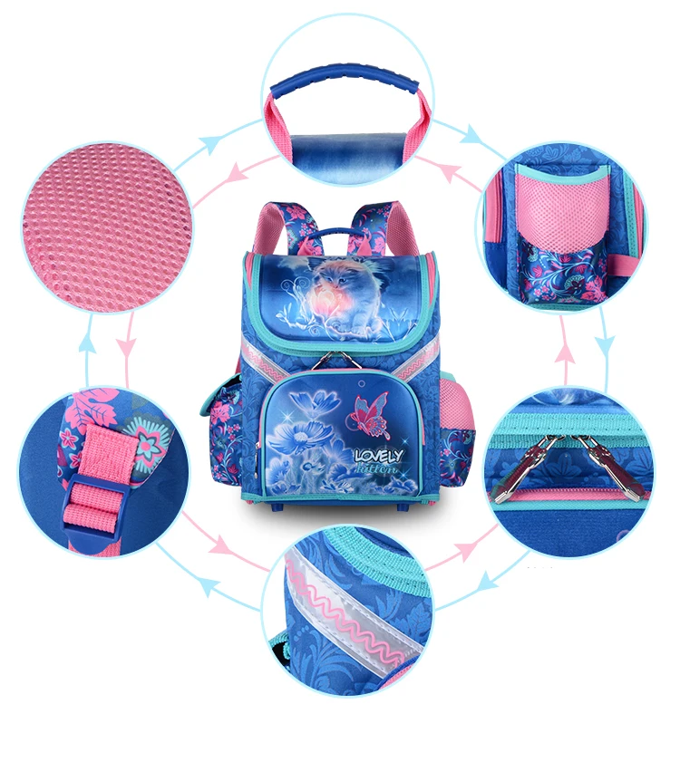 GCWHFL, школьные рюкзаки для девочек, детские школьные сумки, ортопедический Рюкзак, Сумка с котом и бабочкой для девочек, детский Ранец, рюкзак Mochila