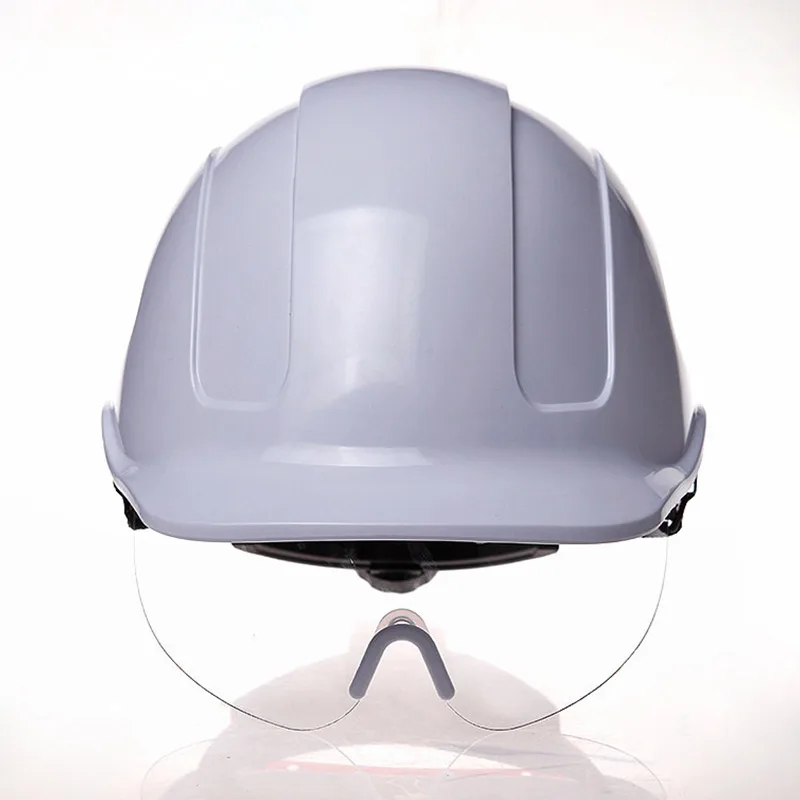 Защитный шлем с защитными очками из поликарбоната, строительные шлемы из АБС-пластика, рабочая шапка, инженерный спасательный шлем, рабочая шапка - Цвет: Белый